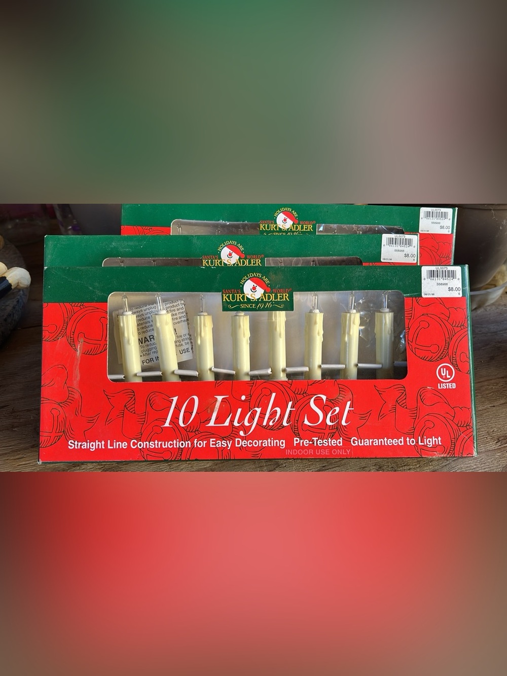 Vintage Kurt S. Adler Santa’s World 10-Light Clip-On Candle Set - Lot of 3